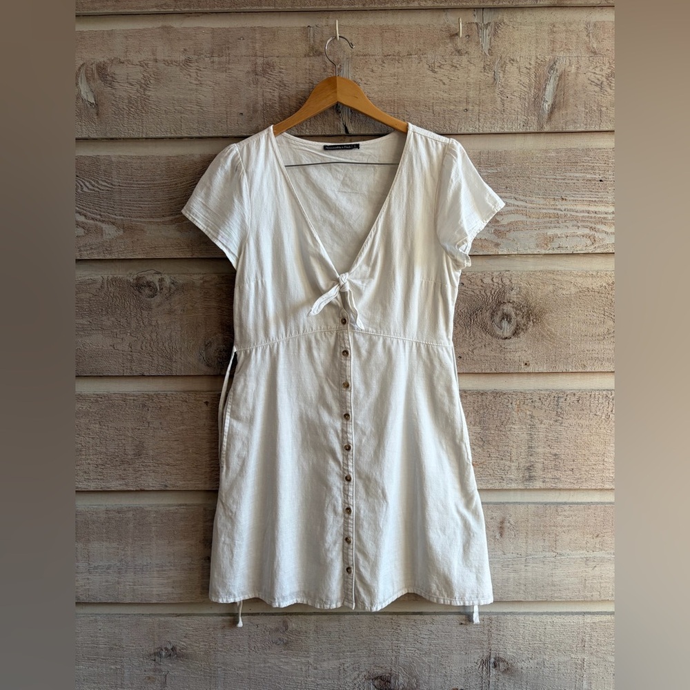 Abercrombie & Fitch Ivory Button-Front Mini Dress